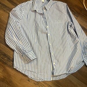 Blue and White Striped Men's Shirt